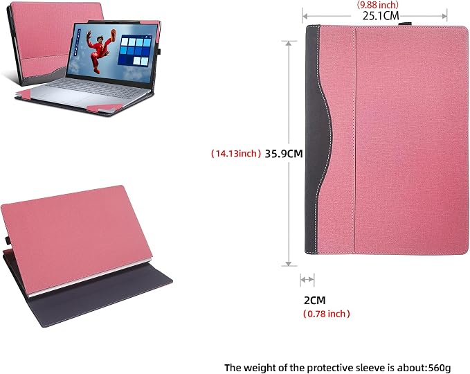 Funda de Cuero PU para Dell 16 Plus DB16250 / DB16255 y 16 Plus 2-en-1 DB06250 – Protección Integral con Cárcasa Desmontable, Color Rosa