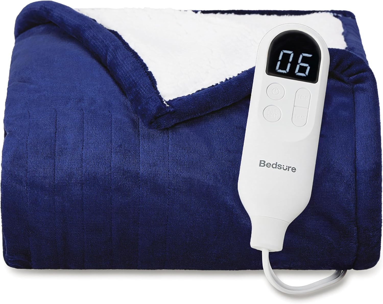 Bedsure Heated Blanket Throw Blanket - Fast Heating Electric Blanket, Soft Flannel Heated Throw with 4 Time Settings, 6 Heating Settings, Warm Gifts for Grandma Granpa (50x60 inches, Pageant Blue)