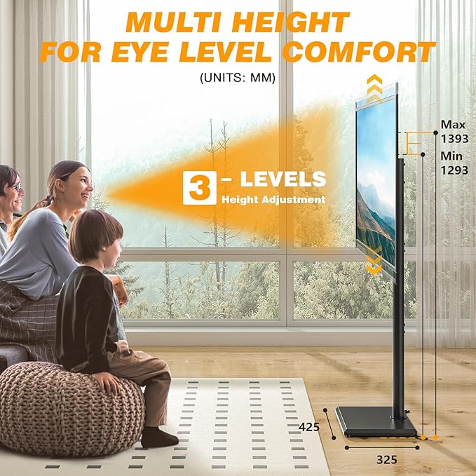 Soporte de Piso para TV 32-55" | Altura Ajustable | Giro 35° | VESA 400x400