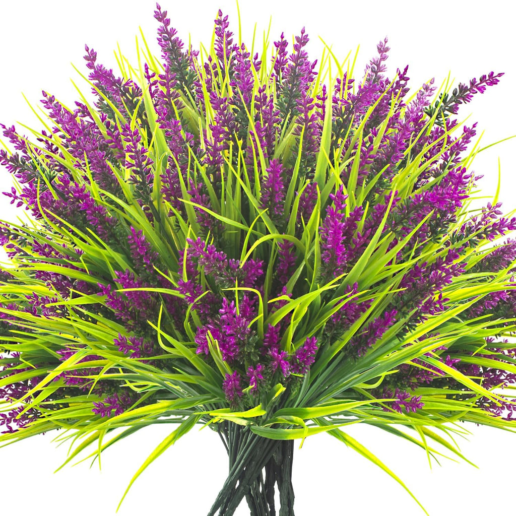 Plantas Artificiales Grunyia para Exterior – 20 Manojos de Hierba Decorativa con Flores | Color Fucsia