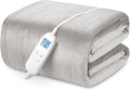 Manta eléctrica calefactable PROALLER tamaño Queen con 6 niveles y apagado automático de 8 horas, manta de franela ultrasuave para todo el cuerpo, lavable a máquina, gris cálido, 84" x 90".