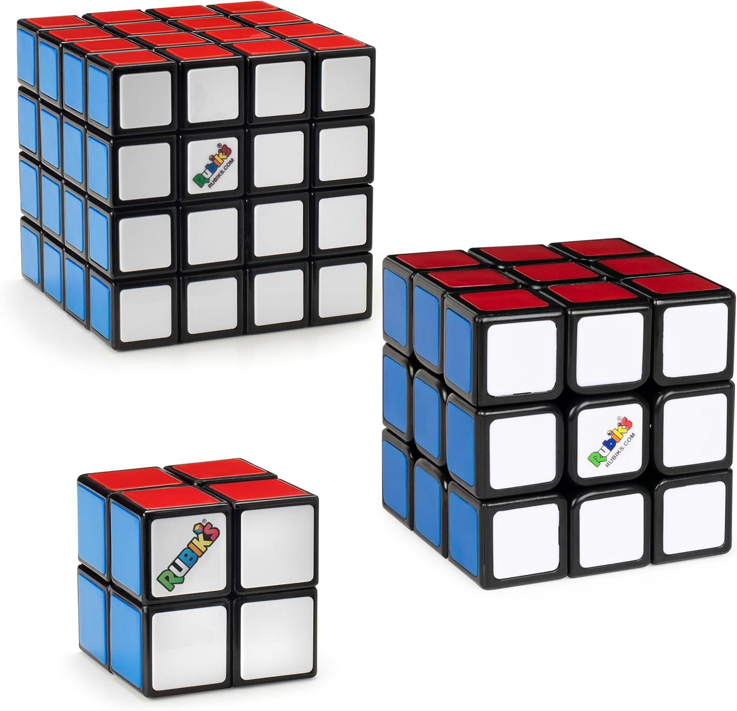 Rubik's Cube Tiled Trio Bundle 2x2 Mini, 3x3 Cube & 4x4 Master, Problem-Solving Brain Teaser, Classic Color-Matching Puzzle, Fidget Toy, Ages 8 & Up