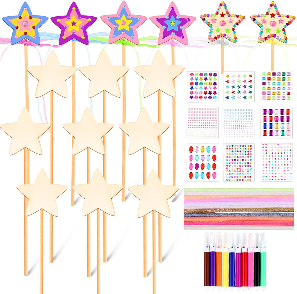 Kit de Varitas de Madera Princesa Estrella Chinco 57 piezas – Manualidades y Fiesta para Niñas