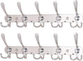 Dseap Wall Mounted Coat Rack - 5 Tri Hooks, Heavy Duty, Stainless Steel, Metal Coat Hook Rail for Coat Hat Towel Purse Robes Mudroom Bathroom Entryway (Chromed, 2 Packs)