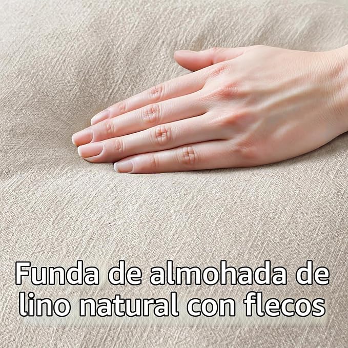 MIULEE Fundas de almohada decorativas con flecos de lino, color beige