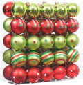 XmasExp - Juego de 50 bolas navideñas irrompibles para árbol, rojas y verdes, de plástico de 1,57 pulgadas, para decoración de fiestas navideñas. 