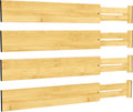 Divisores de Cajón de Bambú Expandibles BAMEOS Set de 4 – Para Cajones de 16.65" a 22", Paredes de 3 Pulgadas