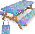 Funda para Mesa de Picnic Jobunai con Cubiertas para Bancas – Impermeable, Elástica, Para Mesas Rectangulares de 6 Pies