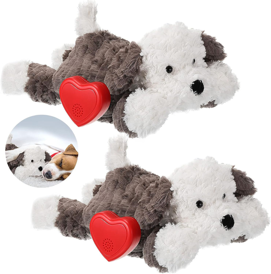 Liliful Peluche de Cachorro con Latido | Paquete de 2 | Juguete de Consuelo para Dormir | Alivia Ansiedad por Separacion | Entrenamiento de Comportamiento