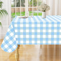 misaya Mantel de Vinilo Rectangular Impermeable | Respaldo de Franela, Limpiable | Para Comedor, Cocina y Exterior, 152x213cm Azul Bebe y Blanco