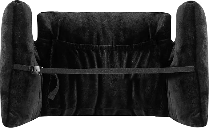 Almohada posmastectomía, almohada de protección de pecho poscirugía para cirugía de reducción de senos con bolsillos delanteros y traseros, funda lavable, color negro