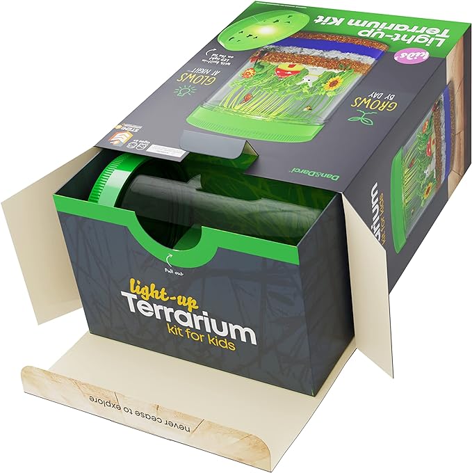 Dan&Darci Kit de Terrario Iluminado para Niños - Kit de Ciencias STEM - Juguete Educativo de Bricolaje para Niños y Niñas - Idea de Proyecto de Manualidades de Cumpleaños para Edades de 6, 7, 8, 9, 10