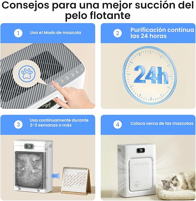 Purificador de aire para mascotas para el hogar, habitación grande, 2500 pies cuadrados, filtro lavable HEPA H13 de doble cara, filtro de aire para pelo de mascotas, caspa, olor, alergias, polvo, humo