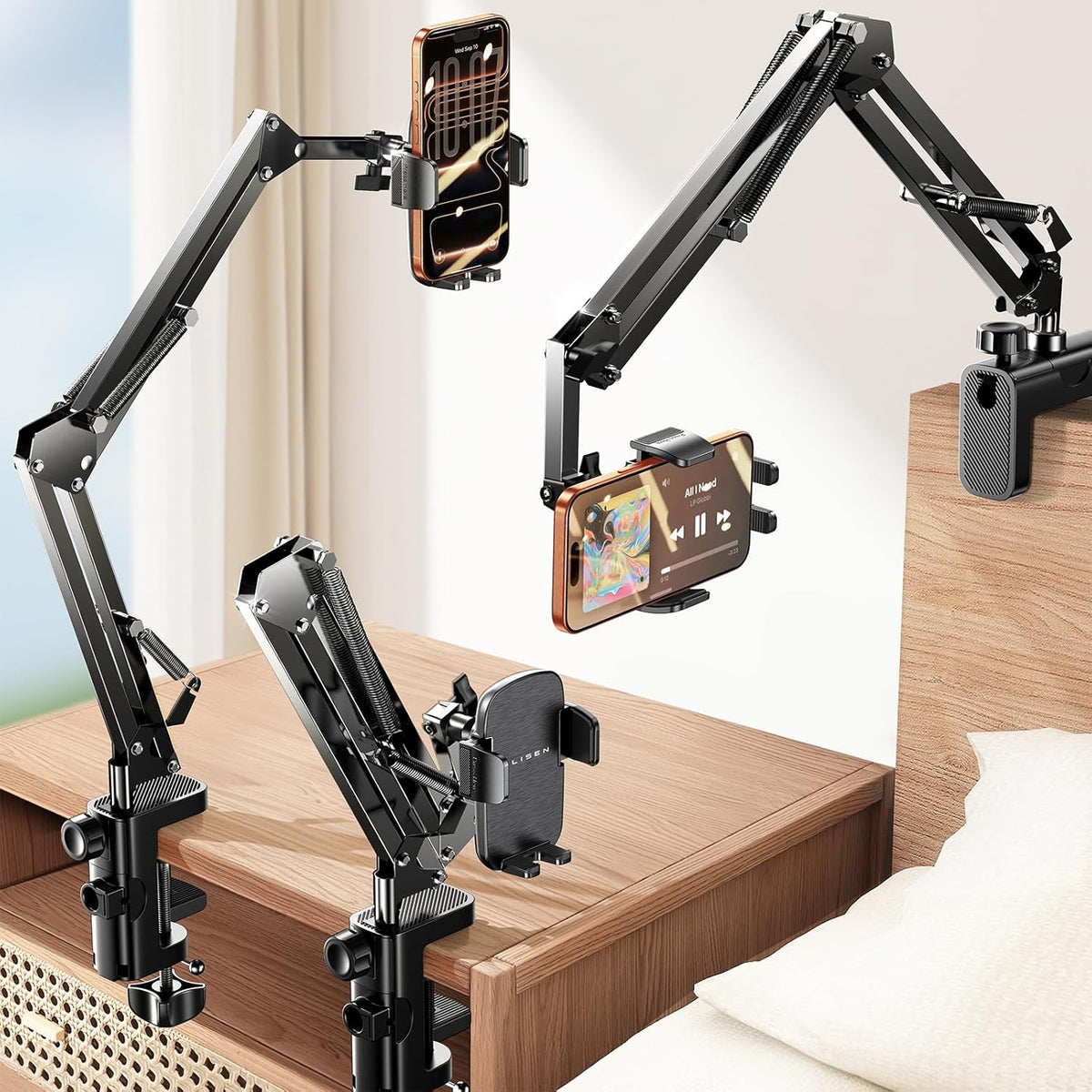 Soporte Flexible para Celular LISEN de Cuello de Cisne para Cama y Escritorio [3.ª Actualización] Soporte para Celular con Brazo Mágico Ajustable para Grabar Películas