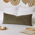 Kevin Textile Funda de Cojin Lumbar Larga 36x91cm | Pana a Rayas, Decorativa Rectangular | Estilo Granja para Sala y Sofa, Verde Oliva