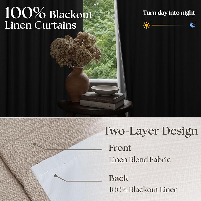 Cortina Plisada Extra Ancha 70" Doble Capa 108" | Blackout Térmico | Tab Trasero | Puerta Corrediza | 1 Panel Beige Birch