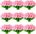 Jexine 100 tulipanes artificiales reales, ramo de flores artificiales a granel con tallo para centros de mesa, bodas, novia, Pascua, día de la madre, jardín, decoración del hogar, 13.4 pulgadas (rosa)
