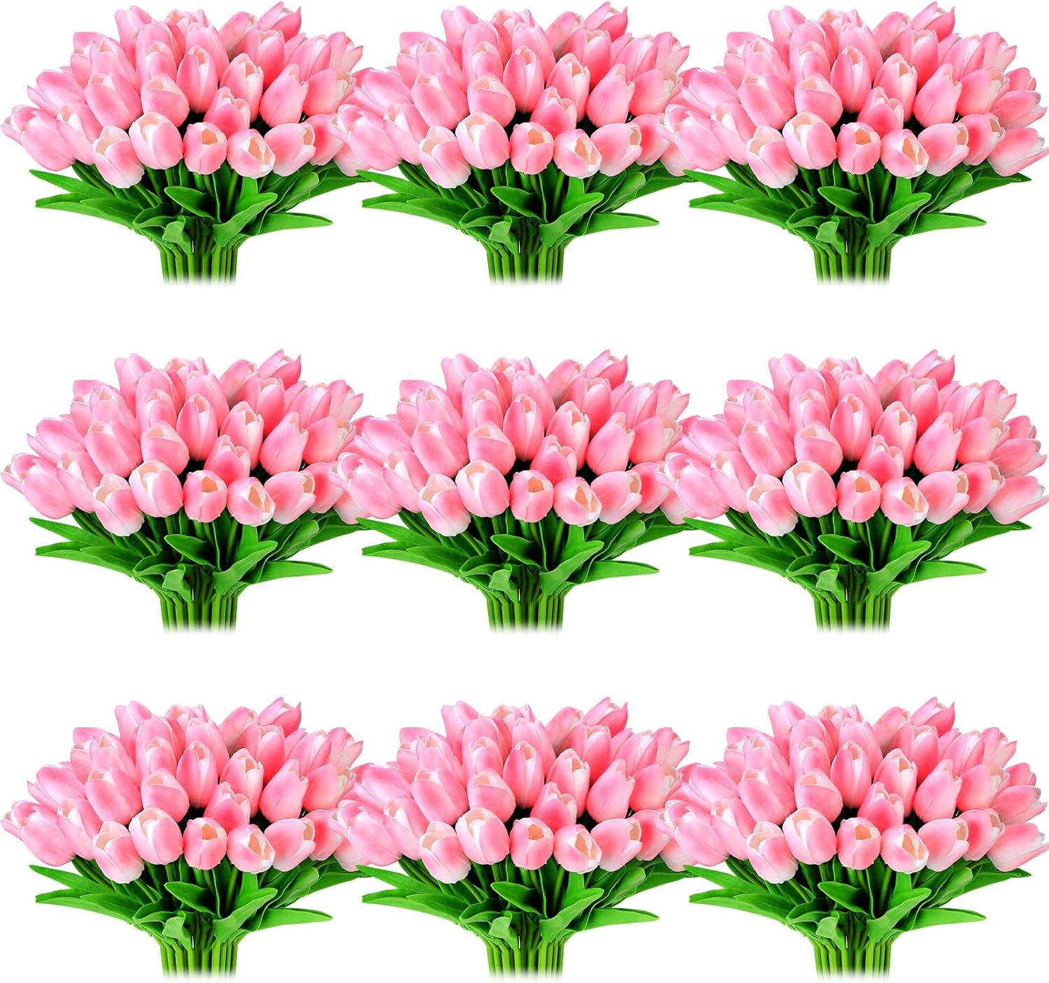 Jexine 100 tulipanes artificiales reales, ramo de flores artificiales a granel con tallo para centros de mesa, bodas, novia, Pascua, día de la madre, jardín, decoración del hogar, 13.4 pulgadas (rosa)