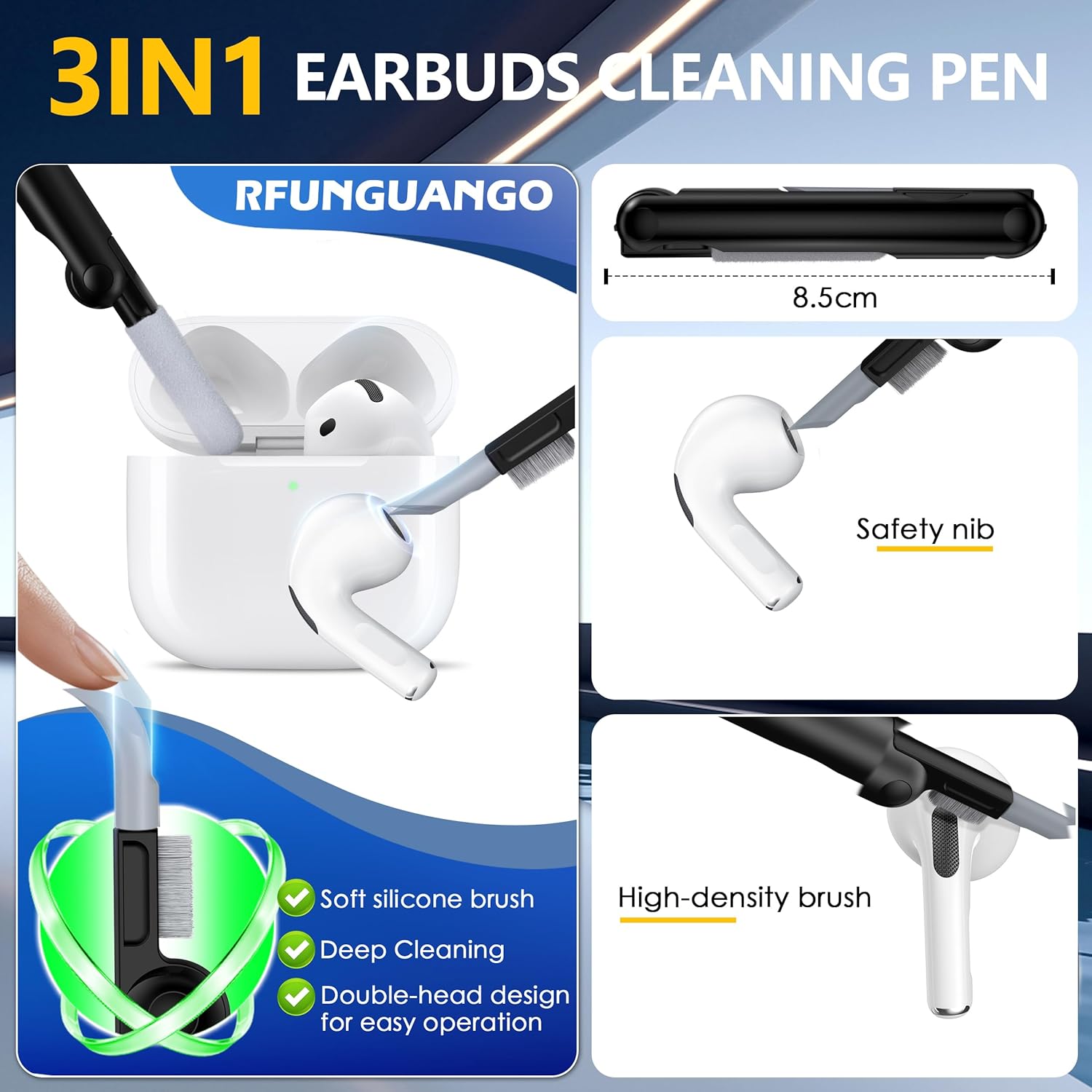 RFUNGUANGO - Funda para AirPods con fuerte protección contra caídas, serie de apertura automática, color blanco