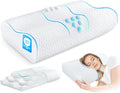 Almohada cervical Zibroges para aliviar el dolor - Almohada refrescante ajustable tamaño Queen para dormir, almohadas de espuma viscoelástica para cuello y hombros, almohada ergonómica contorneada para quienes duermen de lado, boca abajo o boca arriba.