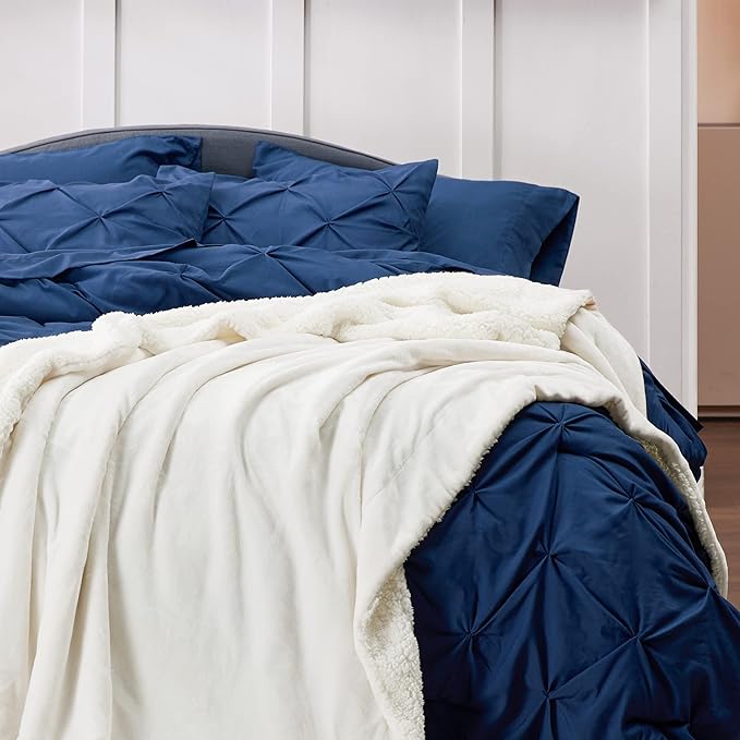 Manta de forro polar Sherpa para sofá, manta gruesa y cálida para mujeres y hombres, manta de felpa suave y mullida para invierno, color crema, 50 x 60 pulgadas
