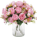 MARTINE MALL Pack de 4 Peonías Artificiales | Ramos de Peonías de Seda Rosa Claro para Centros de Mesa, Bodas, Fiestas y Decoración del Hogar