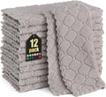 Paquete de 12 paños de cocina Homaxy (25 x 25 cm, gris), paños de cocina de terciopelo coral supersuaves y absorbentes, paños de limpieza de microfibra antiadherentes de secado rápido, paños de cocina domésticos sin pelusa.