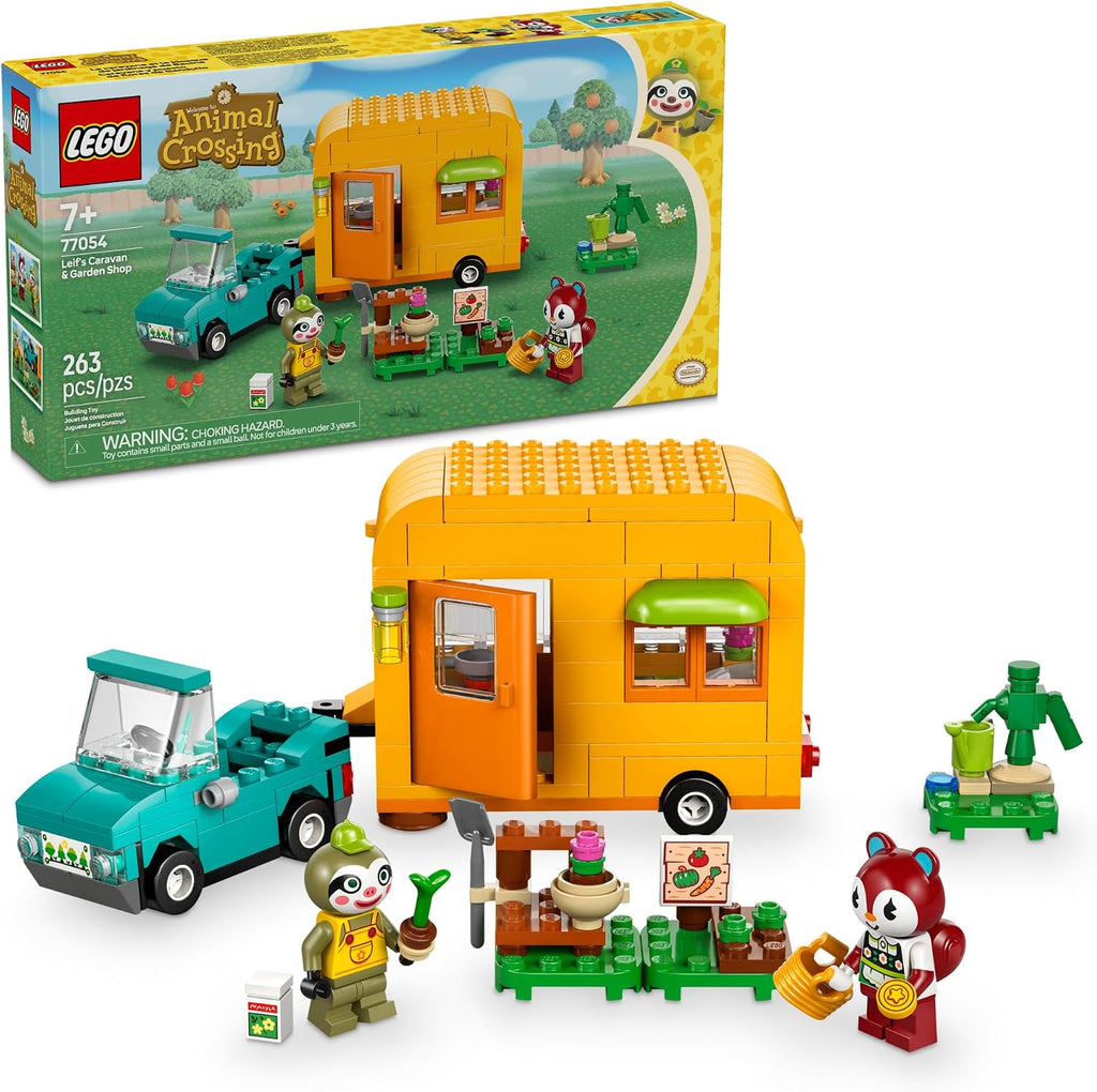 LEGO Animal Crossing Caravana de Leif y Tienda de Jardín - Juguete de construcción - Regalo de cumpleaños - Figura y set de juego de Animal Crossing para niños y niñas de 7 años en adelante - 77054