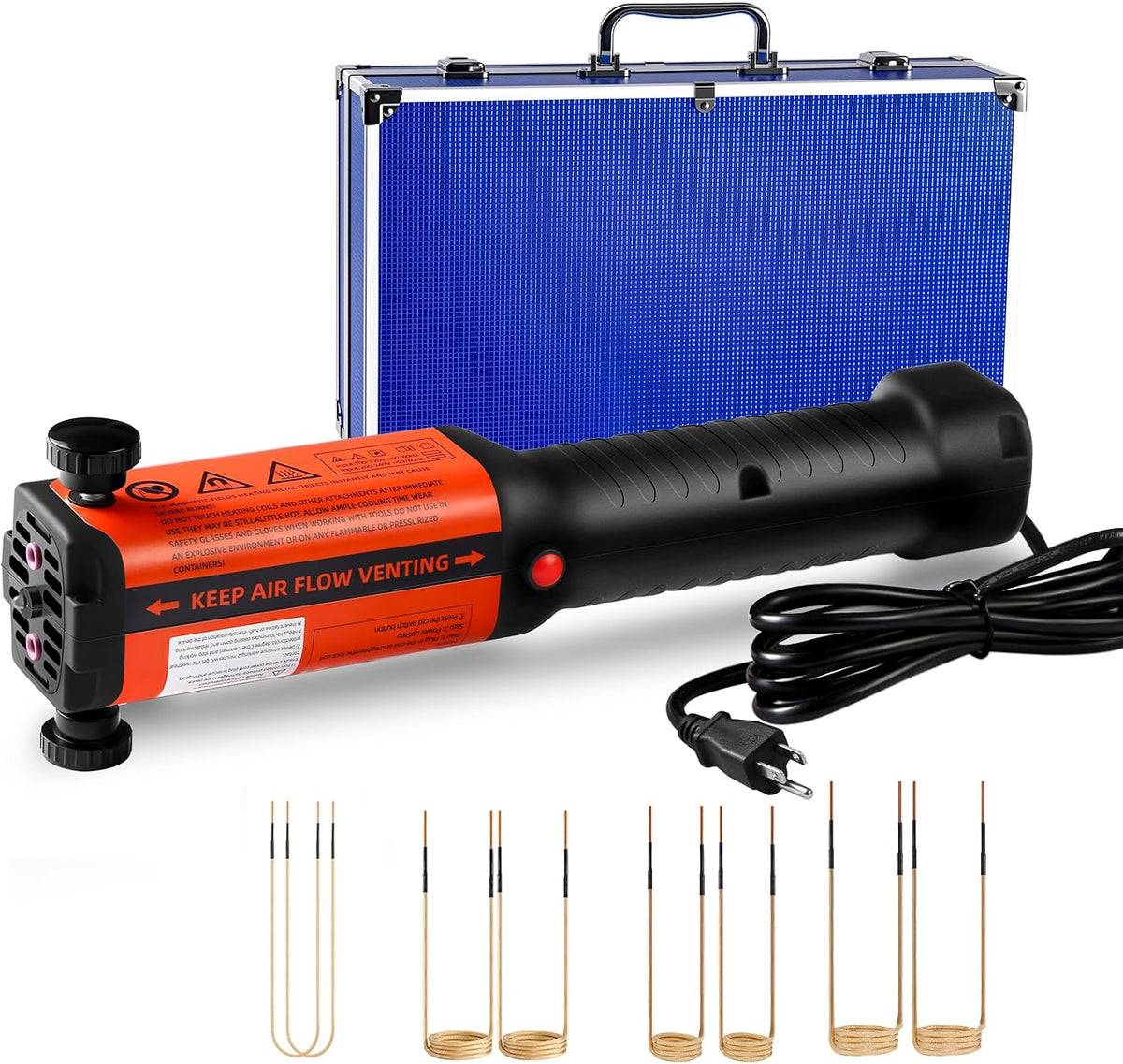 Herramienta de extracción de pernos con calentador de inducción, 1500 W, 110 V, herramienta de calentamiento magnético portátil con 8 bobinas, calentamiento rápido en 25 segundos para extraer tornillos oxidados, tuercas y pernos atascados.
