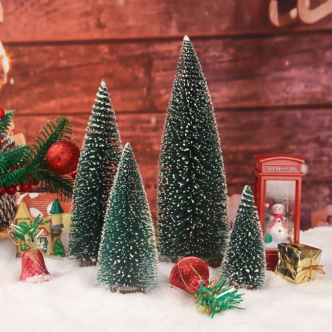 Árbol de Navidad en miniatura de escritorio para árbol de Navidad, decoración de árbol de Navidad (verde, 4 unidades)