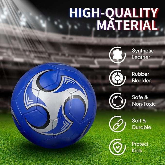 Deekin 6 pelotas de fútbol a granel con bomba de tamaño oficial 5/4/3, pelota de fútbol para interiores y exteriores, entrenamiento deportivo, regalo para niños, adolescentes, adultos
