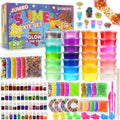Kit Jumbo de Slime DIY 126 Piezas – 28 Slimes de Colores, Brilla en la Oscuridad, Para Niños 5+ Años