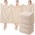 SmoothNovelty Juego 4 Toallas Baño 102 x 203 cm Extragrandes Rápido Secado Forro Coral Absorbentes Suave Ligeras Toallas Ducha XL para Hogar Gimnasio Viaje Playa Spa Piscina Hotel (Beige)