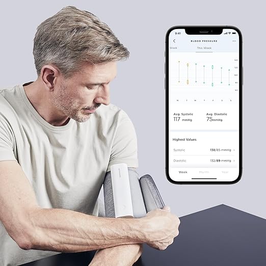 Withings BPM Connect – Tensómetro Digital de Brazo | Monitor de Presión Arterial y Frecuencia Cardíaca | WiFi y Bluetooth | Compatible iOS y Android | Aprobado FDA