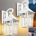 Apliques de pared exteriores Darkaway para el hogar, luminarias de exterior, apliques de pared para porche, impermeables, blancos, con vidrio texturizado para patio, pasillo y garaje, paquete de 2