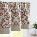Jinchan Cenefa de Lino Opaca Vintage – Estampado Floral Damasco, Doble Capa, Terracota sobre Beige, 45 cm, 1 Panel