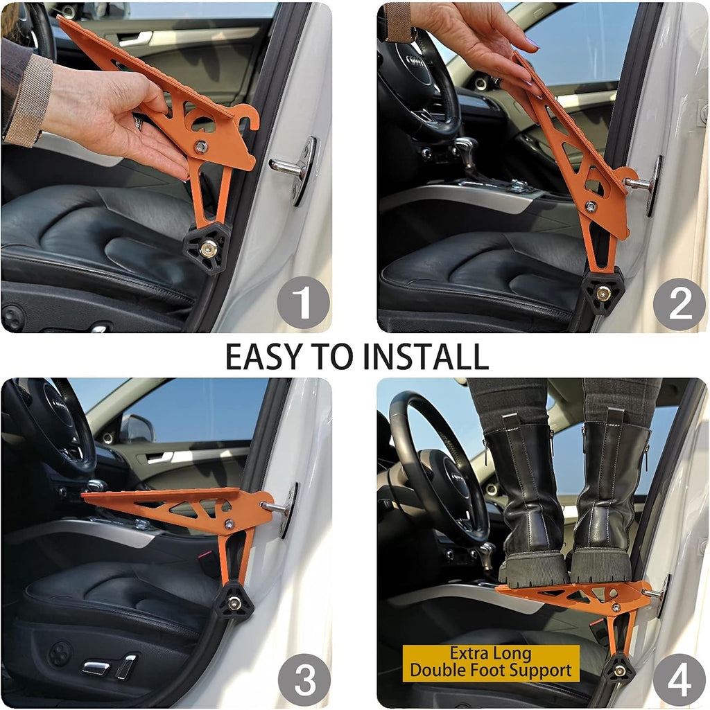TOOENJOY Escalón de puerta de automóvil de ajuste universal, plegable, para puerta de techo, pestillo de puerta, escalera de pedal para ambos pies, fácil acceso a la azotea para la mayoría de automóviles, SUV, camione