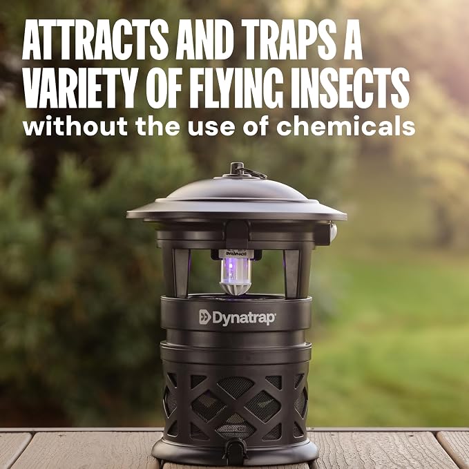 Dynatrap DT2030SR Trampas para Moscas al Aire Libre – Asesino de Mosquitos y de Insectos Voladores para 1 Hectárea – Mata Mosquitos, Moscas, Jejenes, Avispas – Alternativa al Bug Zapper – Negro