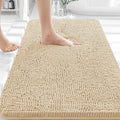 Alfombra de Bano OLANLY 30x20 | Tapete de Chenilla Extra Suave y Absorbente | Base de Goma Antideslizante, Secado Rapido y Lavable a Maquina | Beige