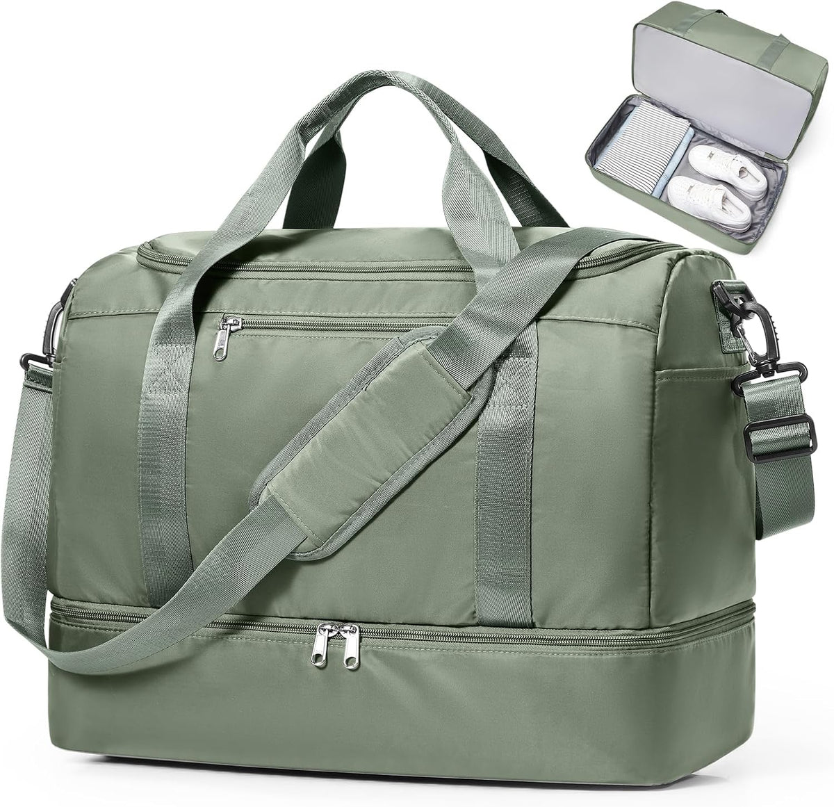 Bolsa de viaje para mujer, bolsa de fin de semana con bolsillo impermeable, para Spirit Airlines, 18x14x8, bolsa de artículos personales, pequeña, verde oliva