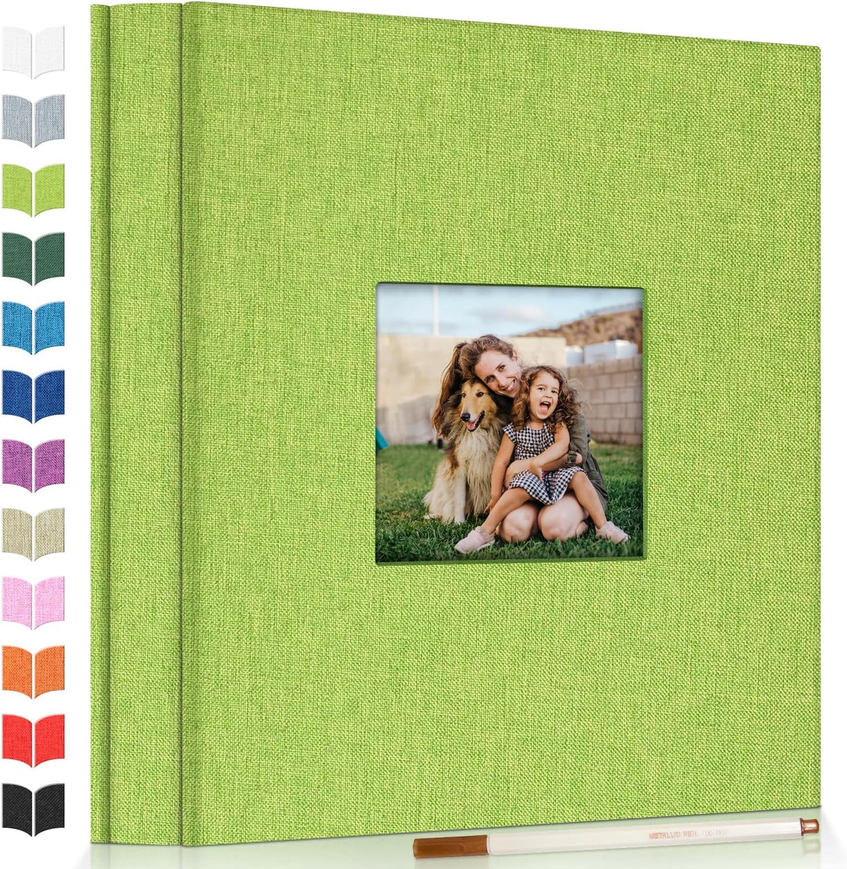 Artfeel Álbum de Fotos Autoadhesivo | Scrapbook para Fotos 3x5, 4x6, 5x7 y 8x10 | 40 Páginas con Portada de Lino y Ventana | Álbum DIY para Familia, Viajes y Bodas