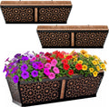 ZeeDix Paquete de 3 jardineras metálicas para barandillas, jardineras de 60 cm (24 pulgadas) para colgar sobre barandillas con revestimiento de fibra de coco, jardineras colgantes para vallas, terrazas, porches, balcones y patios exteriores.
