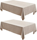 Fitable Faux Linen Tablecloths Rectangle 60 x 120 Inch - 2 Pack Neutral Table Clothes for 8 Foot Tables, Nature Faux Burlap Kitchen Table Covers for Dining, Party, Farmhouse, Banquet, Buffet