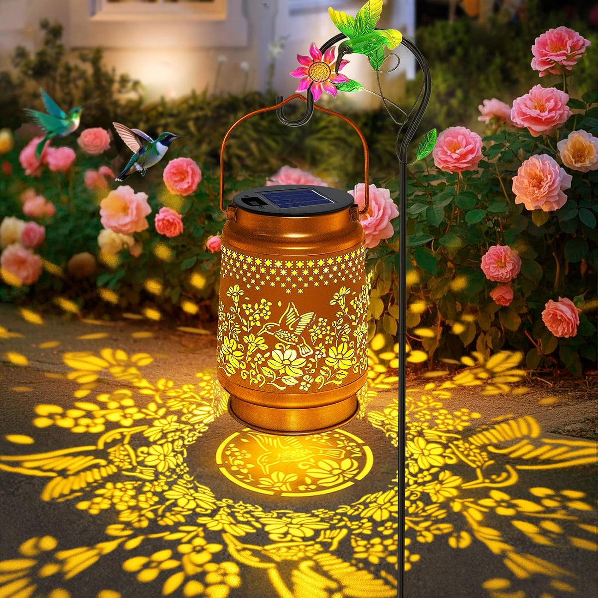 FALTA EL PINCHO DE LA TIERRA -VER SEGUNDA FOTO PARA VER COMO ES EL DISEÑO-Faroles solares para exteriores, decoración de jardín de colibrí, regalos