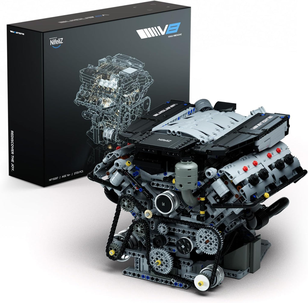 Set de construcción de motor V8 Nifeliz, modelo de motor avanzado exclusivo para coleccionistas, juguete de experimentos de ciencias físicas para adultos, decoración para el hogar o la oficina (2725 piezas, NF10287)