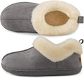 Pantuflas HomeTop para Mujer con Lana Sintetica y Cuello Peludo - Memoria de Espuma, Suela Antideslizante, Uso Interior y Exterior