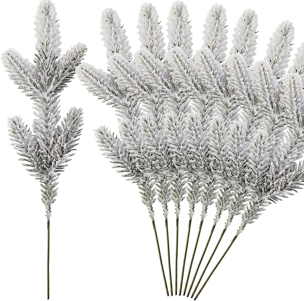 ⚠️ SON 13 RAMAS — Ramas de Pino Artificial Nevado NSBELL 11.8" — Tallos Escarchados para Coronas, Guirnaldas y Decoración Navideña