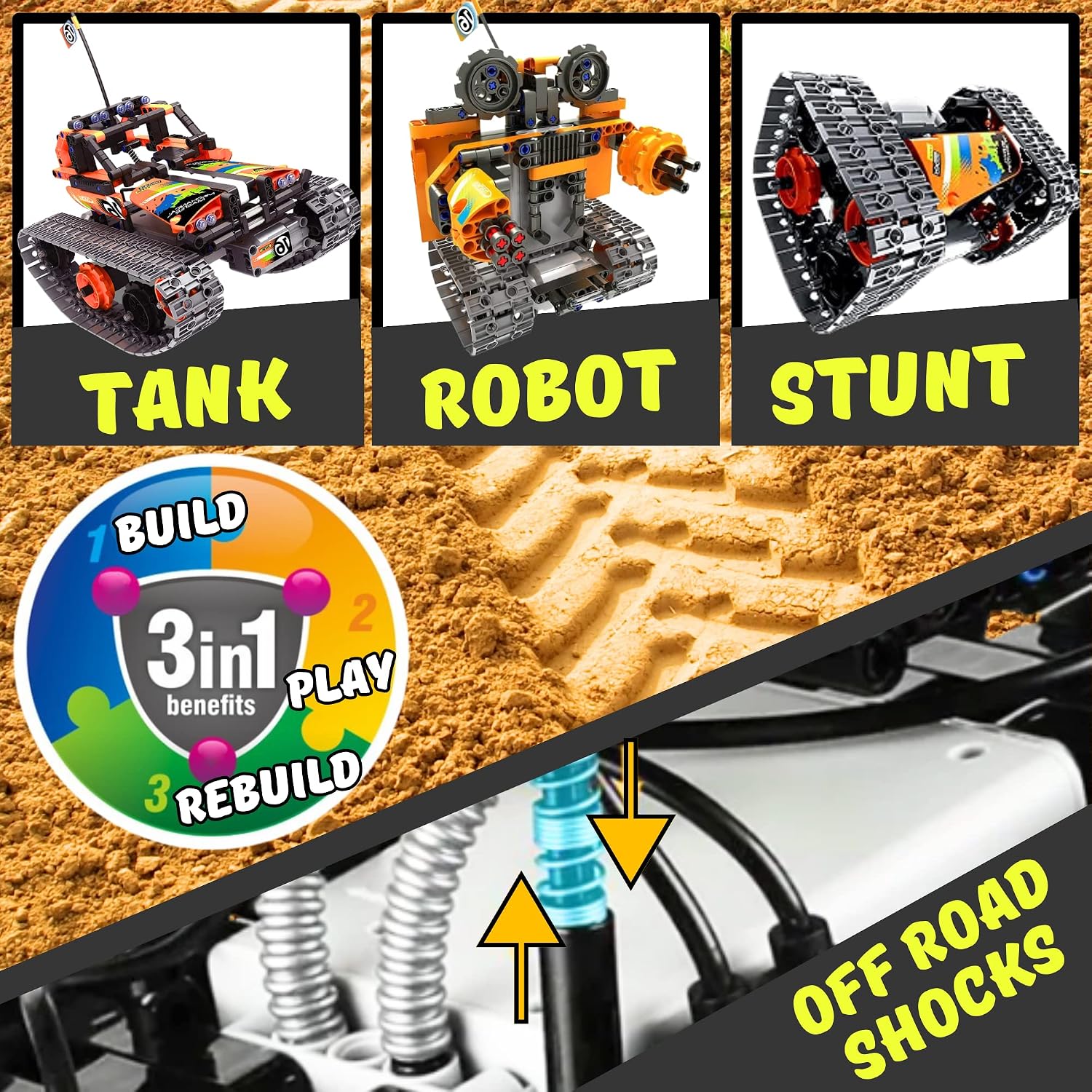 Juguetes de construcción a control remoto - Kit de robot STEM para niños de 8 a 14 años - Bloques 3 en 1 para construir autos o robots - Divertidos regalos de cumpleaños