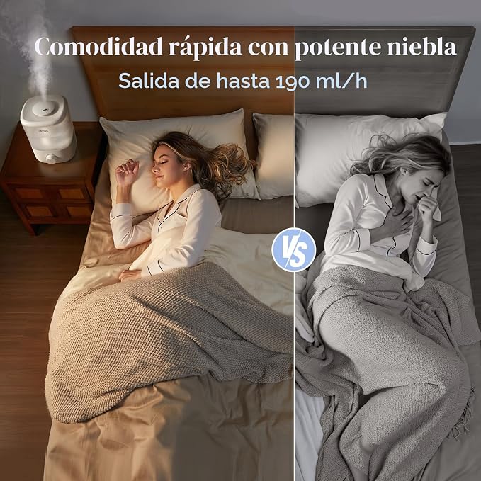 LEVOIT Humidificadores de llenado superior para dormitorio, tanque de 2.5 L para habitación grande, fácil de llenar y limpiar, humidificador de aire silencioso de niebla fría de 28 dB para el hogar