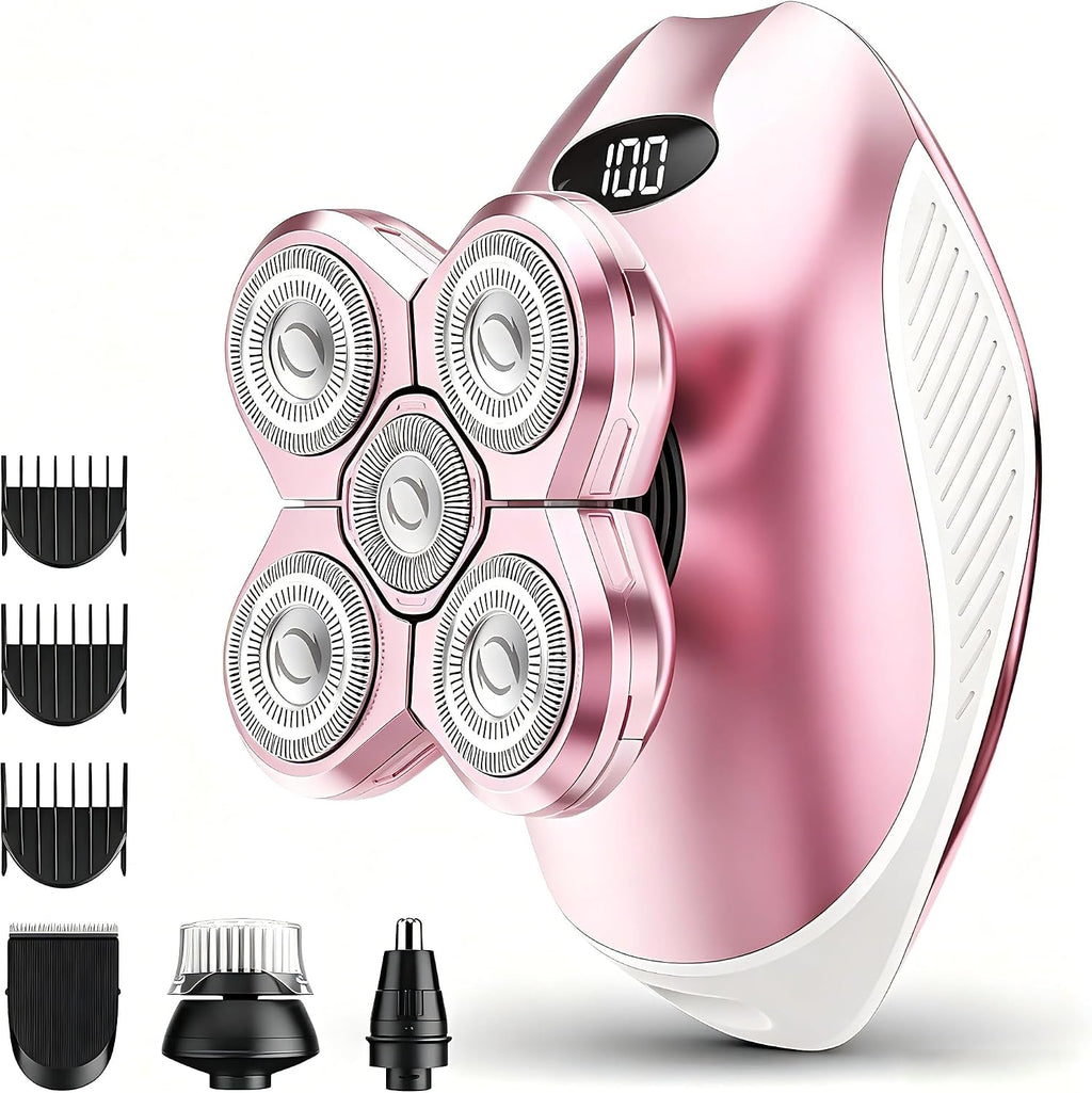 Afeitadora eléctrica para mujer, 5 en 1, recargable, para el cuerpo, resistente al agua, para uso en seco y húmedo, recortadora para rostro, axilas, zona del bikini, labios, brazos y piernas.
